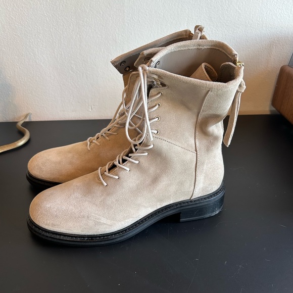 Gray misty suede all saints combat boots size 39 8.5 - Picture 4 of 5